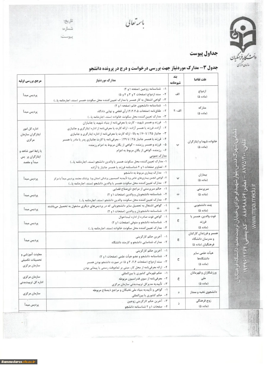 اطلاعیه نقل و انتقال دانشجویی 